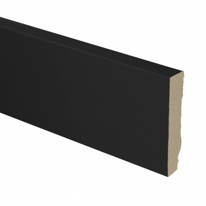 MDF plint recht 70x15 zwart gefolied | 2.4 meter