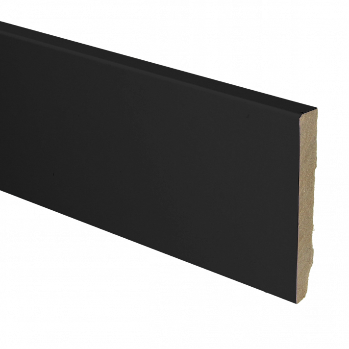 MDF plint recht 90x12 zwart gefolied | 2.4 meter