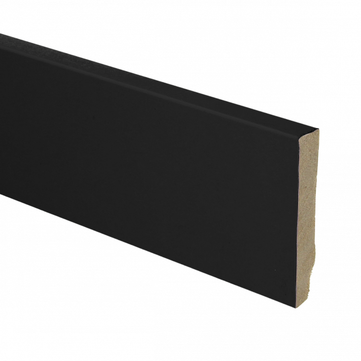 MDF plint recht 70x12 zwart gefolied | 2.4 meter