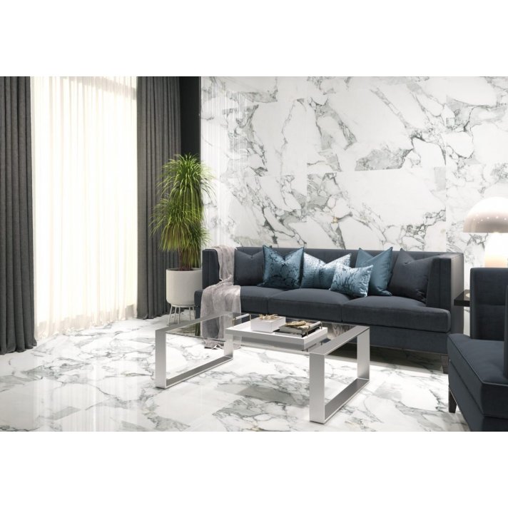 E-Tile Corchia hoogglans vloertegel 120x120 White