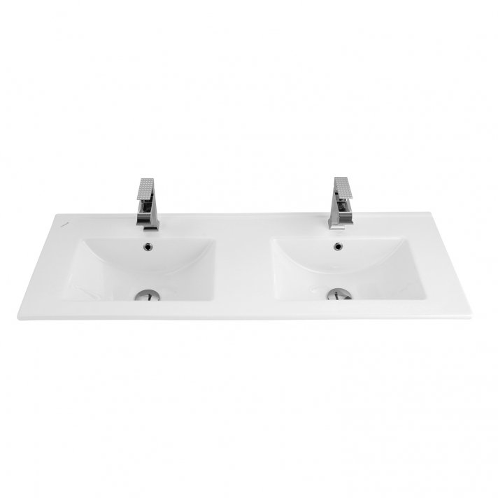 Hugo & Müeller Keramische Wastafel Dubbel (46x120cm) - Wit