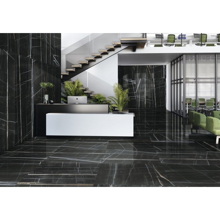 Baldocer Titanium hoogglans vloertegel 120x260 Black