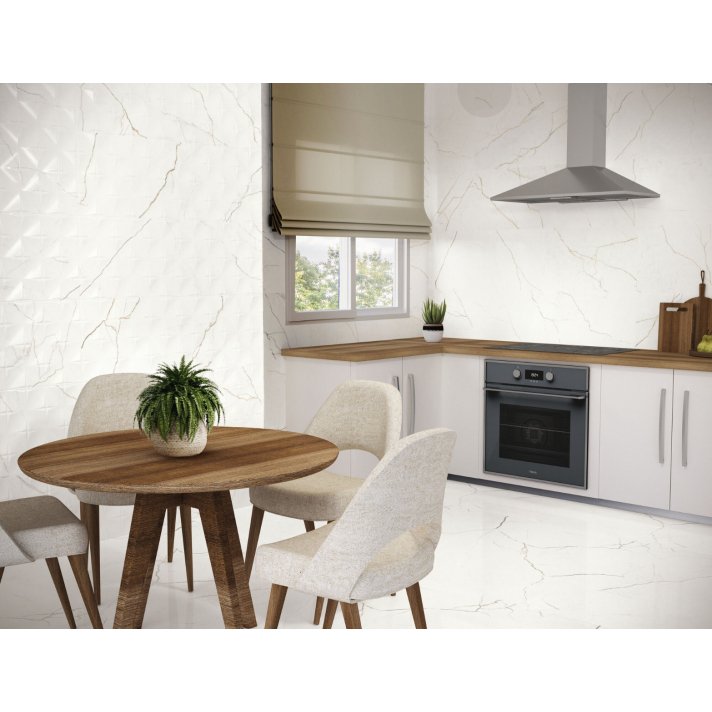 Baldocer Quantum marmerlook wit goud hoogglans vloertegel 60x120 gerectificeerd