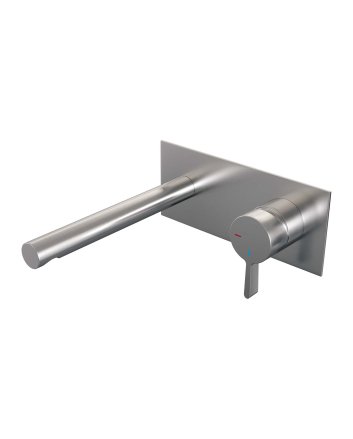 BRAUER Brushed Edition inbouw wastafelmengkraan met rechte uitloop en afdekplaat model E1 RVS geborsteld PVD