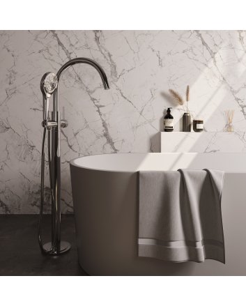 BRAUER Chrome Carving vrijstaande badmengkraan SET 02 met 3-standen handdouche en doucheslang chroom