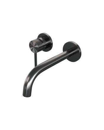 BRAUER Gunmetal Carving inbouw wastafelmengkraan met gebogen uitloop en rozetten model A2 gunmetal geborsteld PVD