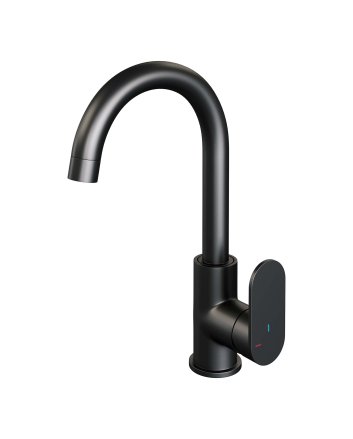 BRAUER Black Edition hoge opbouw wastafelmengkraan met draaibare ronde uitloop model C mat zwart