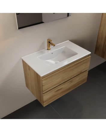 Mondiaz Aivy 80cm badmeubel Chai, wastafel glanzend wit keramiek midden 1 kraangat