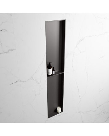 Mondiaz Easy Nis 89,5x29,5cm in solid surface kleur DarkGrey | DarkGrey. 2 vakken geschikt voor in- of opbouw
