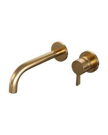 BRAUER Gold Edition inbouw wastafelmengkraan met gebogen uitloop en rozetten model E1 goud geborsteld PVD