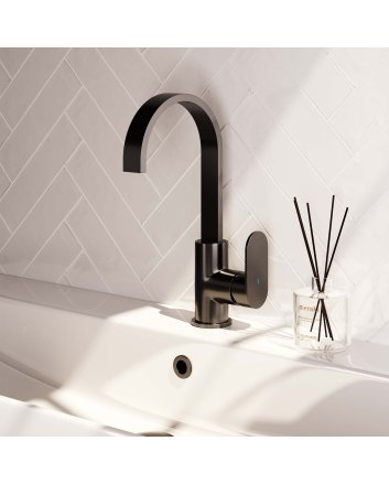 BRAUER Gunmetal Edition hoge opbouw wastafelmengkraan met draaibare platte uitloop model C gunmetal geborsteld PVD