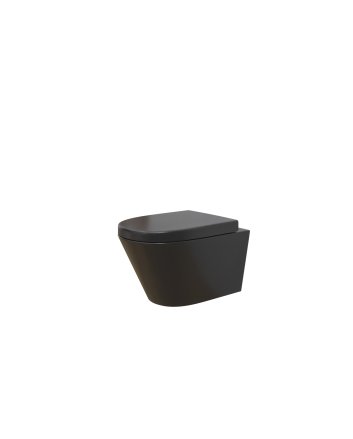 Stereo wandcloset rimless met Vesta toiletzitting softclose en quick release mat zwart