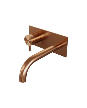 BRAUER Copper Edition inbouw wastafelmengkraan met gebogen uitloop en afdekplaat model B2 koper geborsteld PVD
