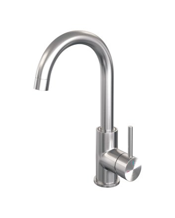 BRAUER Brushed Edition hoge opbouw wastafelmengkraan met draaibare ronde uitloop model A RVS geborsteld PVD