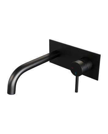 BRAUER Black Edition inbouw wastafelmengkraan met gebogen uitloop en afdekplaat model A1 mat zwart