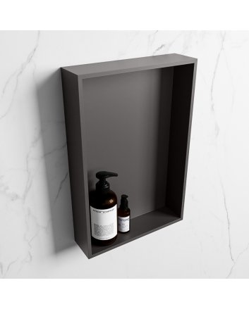 Mondiaz Easy Nis 44,5x29,5cm in solid surface kleur DarkGrey | DarkGrey. 1 vak  geschikt voor in- of opbouw
