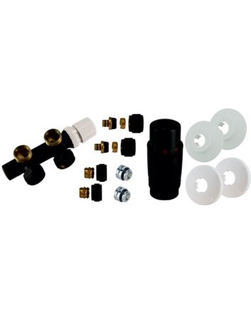 Riko Set thermostatisch onderblok, haaks-rechts, mat zwart