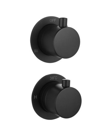 Sani DeLuxe Doucheset inbouw met box thermostaat, muurbevestiging / afwerkringen / douchekop 25 cm rond Mat Zwart