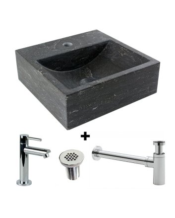 Sani DeLuxe Fonteinset Natuursteen Square 30x30x10 cm