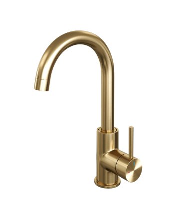 BRAUER Gold Edition hoge opbouw wastafelmengkraan met draaibare ronde uitloop model A goud geborsteld PVD