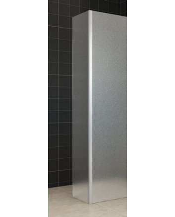 Zijpaneel 35 x 200 cm met hoekprofiel voor inloopdouche chroom met 10 mm NANO geheel matglas