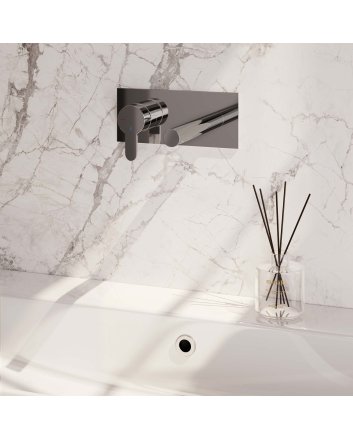 BRAUER Chrome Edition inbouw wastafelmengkraan met rechte uitloop en afdekplaat model D2 chroom
