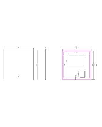 Soul spiegel vierkant met LED, dimbaar en spiegelverwarming 80 x 80 cm
