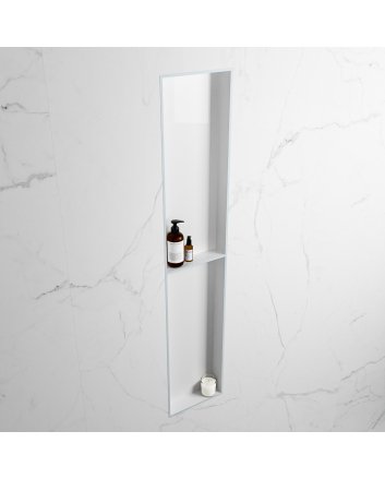 Mondiaz Easy Nis 89,5x29,5cm in solid surface kleur Clay | Talc. 2 vakken geschikt voor in- of opbouw