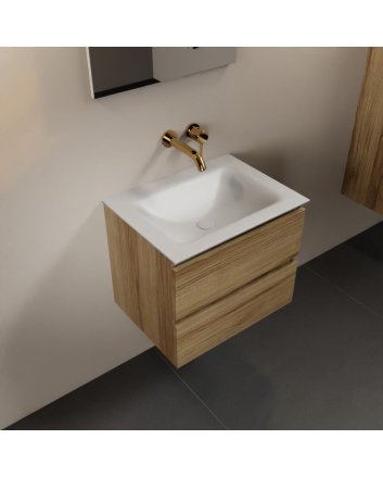 Mondiaz Aivy 60cm badmeubel Chai, wastafel Talc solid surface midden zonder kraangat