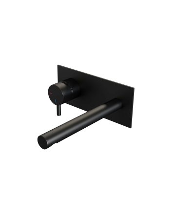 BRAUER Black Edition inbouw wastafelmengkraan met rechte uitloop en afdekplaat model B2 mat zwart
