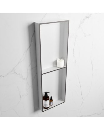 Mondiaz Easy Nis 149,5x29,5cm in solid surface kleur DarkGrey | Talc. 2 vakken geschikt voor in- of opbouw