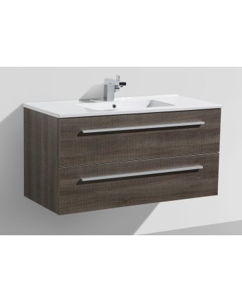 Sani DeLuxe Aktieset badmeubel DL met greep aluminium 100 Kentucky Oak zonder spiegel