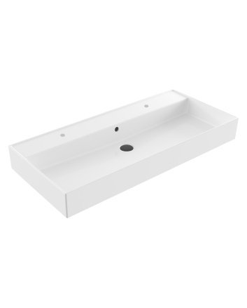 Sani DeLuxe Wastafel Edge Keramiek Glans Wit 100, met een kraangat