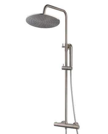Caral thermostatische regendoucheset opbouw geborsteld staal