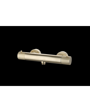 Sani DeLuxe Douchemengkraan opbouw thermostatisch rond Goud Geborsteld met geribbeld knop