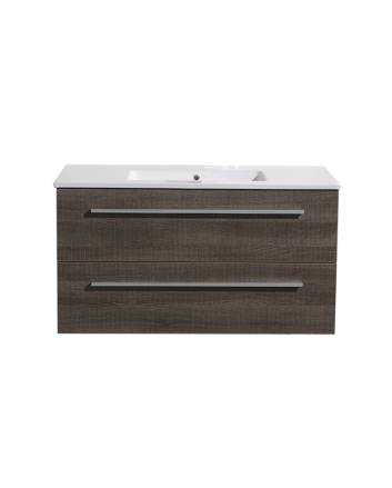 Sani DeLuxe Aktieset badmeubel DL met greep aluminium 100 Kentucky Oak zonder spiegel