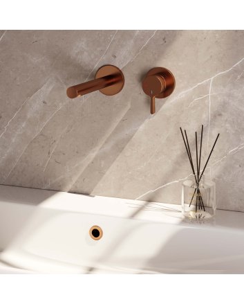 BRAUER Copper Edition inbouw wastafelmengkraan met rechte uitloop en rozetten model E1 koper geborsteld PVD