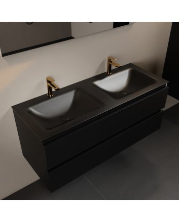 Mondiaz Aivy 120cm badmeubel Urban, wastafel Urban solid surface dubbel 2 kraangaten