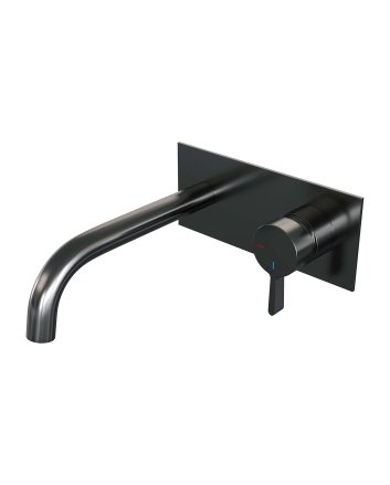 BRAUER Gunmetal Edition inbouw wastafelmengkraan met gebogen uitloop en afdekplaat model E1 gunmetal geborsteld PVD