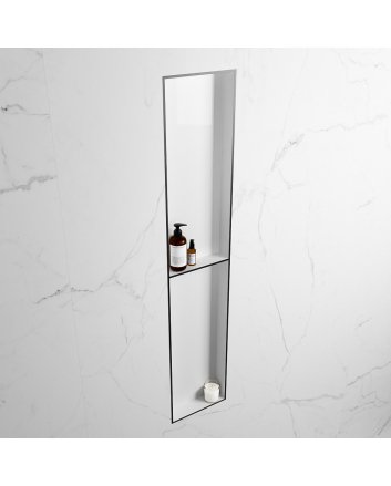 Mondiaz Easy Nis 89,5x29,5cm in solid surface kleur Urban | Talc. 2 vakken geschikt voor in- of opbouw