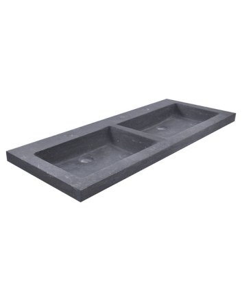 Wiesbaden Raw wastafel dubbel met 2 kraangaten 120x46x5 cm hardsteen gezoet