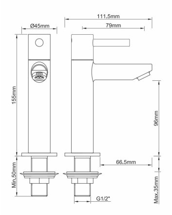 Amador fonteinkraan XL Kiwa 1/2'' geborsteld messing