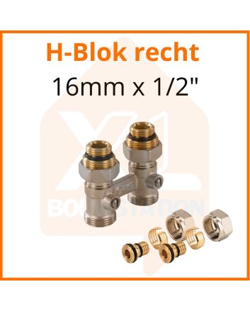 Onderblok 2 pijps / H-blok recht 16mm x 1/2''