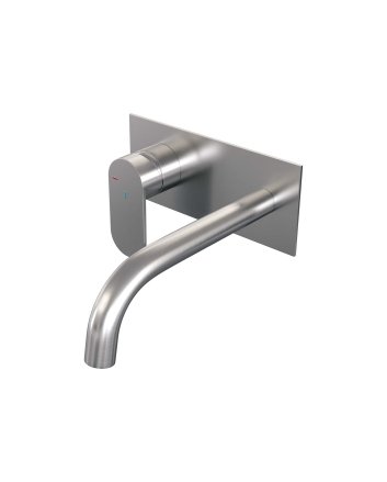 BRAUER Brushed Edition inbouw wastafelmengkraan met gebogen uitloop en afdekplaat model C2 RVS geborsteld PVD