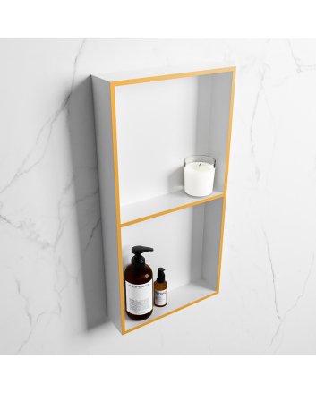Mondiaz Easy Nis 59,5x29,5cm in solid surface kleur Ocher | Talc. 2 vakken geschikt voor in- of opbouw