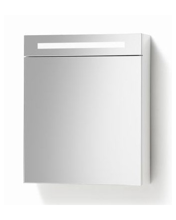 Sani DeLuxe Spiegelkast met LED verlichting incl. opbouw stopcontact schakelaar 60 Hoogglans Wit, rechterkant scharnier