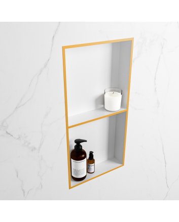 Mondiaz Easy Nis 59,5x29,5cm in solid surface kleur Ocher | Talc. 2 vakken geschikt voor in- of opbouw
