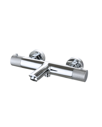 Sani DeLuxe Badmengkraan opbouw thermostatisch rond Chroom met geribbeld knop