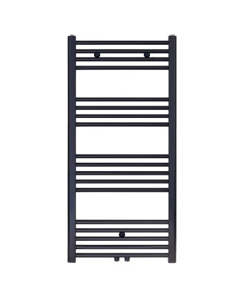 120x60 cm - 775 Watt - Ecorad Handdoekradiator - Mat Zwart (RAL9005) - Universal-6 aansluitpunten