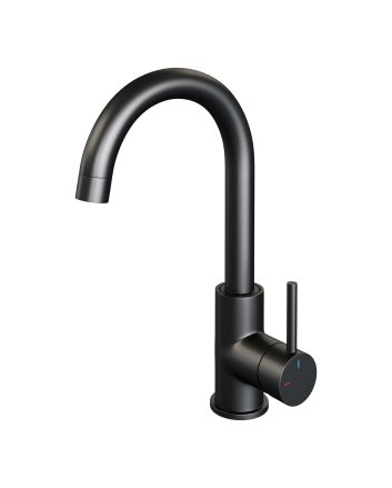 BRAUER Black Edition hoge opbouw wastafelmengkraan met draaibare ronde uitloop model A mat zwart